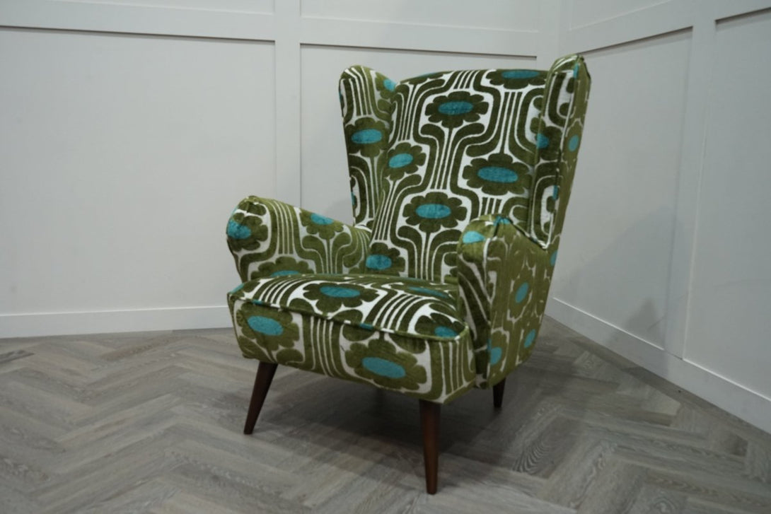 Alma Accent Chair, Climbing Daisy Daisy Tidepool