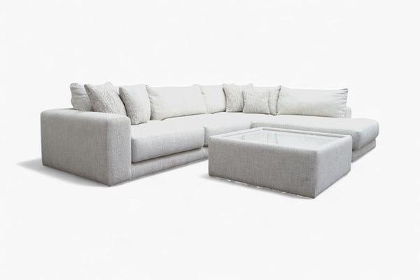 Amalfi 3 Corner 1.5 RHF Chaise & Glass Topped Table, Yukon Natural Mix