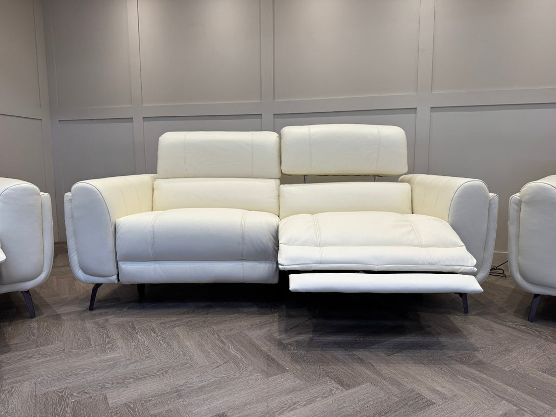 Amber 3+1+1 Seater Sofa Set, Power Recliner & Headrests, Frost Leather