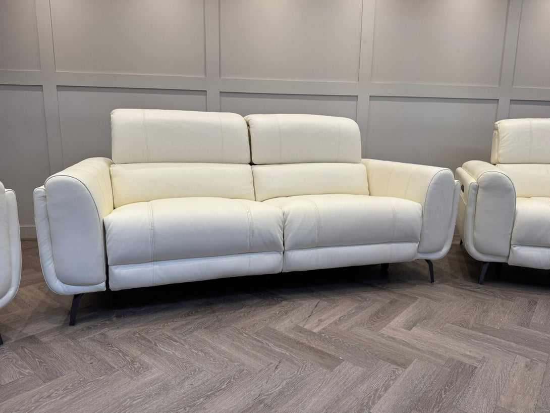 Amber 3+1+1 Seater Sofa Set, Power Recliner & Headrests, Frost Leather