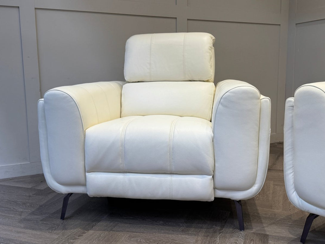 Amber 3+1+1 Seater Sofa Set, Power Recliner & Headrests, Frost Leather