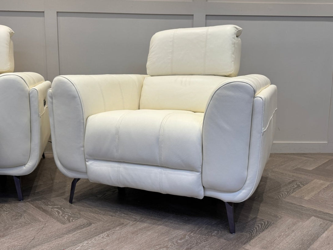 Amber 3+1+1 Seater Sofa Set, Power Recliner & Headrests, Frost Leather