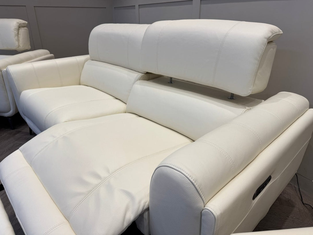 Amber 3+1+1 Seater Sofa Set, Power Recliner & Headrests, Frost Leather