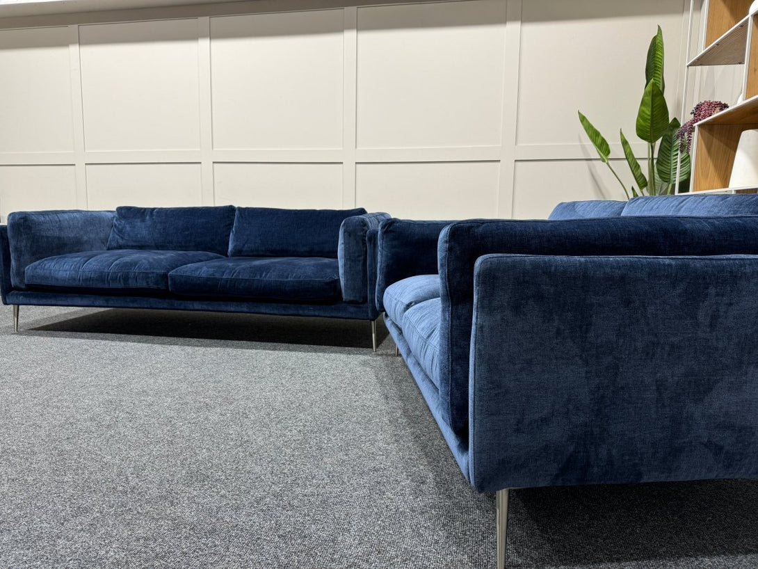 Amersham Velvet 4 Seater & 2 Seater Sofa, Grand Designs Luxe Chenille Blue