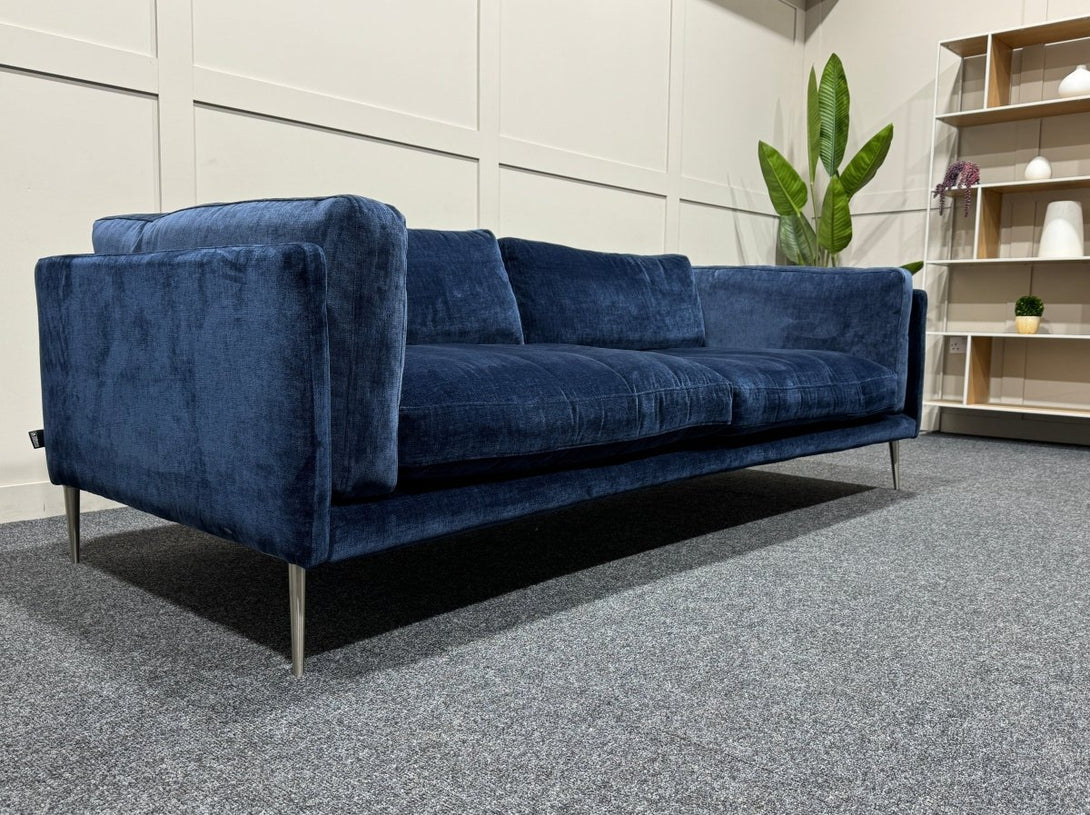 Amersham Velvet 4 Seater Sofa, Grand Designs Luxe Chenille Blue