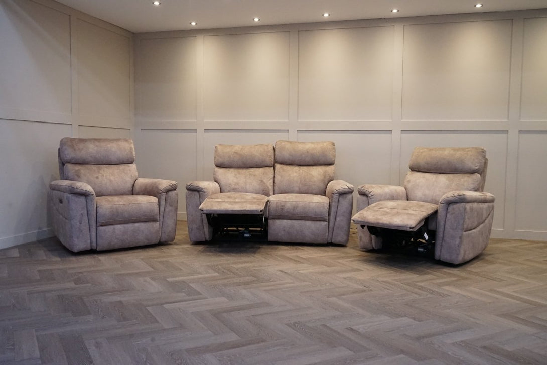 Amesbury 2 + 1 + 1 Sofa Set, Power Foot & Headrests, Lourdes Stone