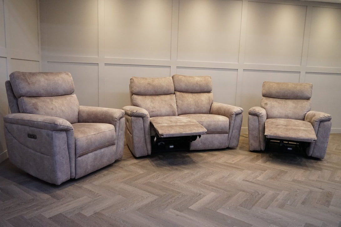 Amesbury 2 + 1 + 1 Sofa Set, Power Foot & Headrests, Lourdes Stone