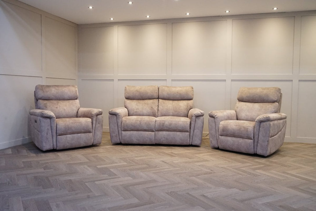 Amesbury 2 + 1 + 1 Sofa Set, Power Foot & Headrests, Lourdes Stone