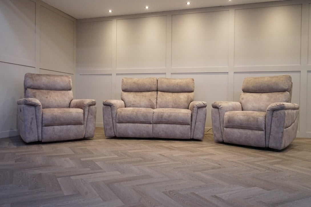 Amesbury 2 + 1 + 1 Sofa Set, Power Foot & Headrests, Lourdes Stone