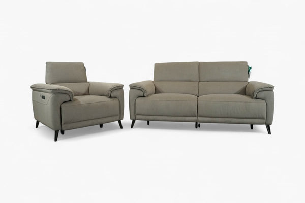 Amour 3 Seater Velvet Sofa & Armchair, Power Foot / Telescopic Headrest, Sand