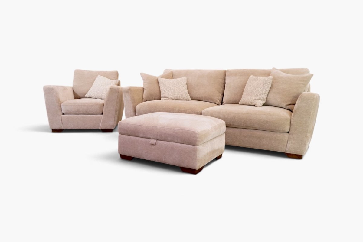 Arden 4 Seater Split Sofa, Armchair & Footstool, Derwent Truffle