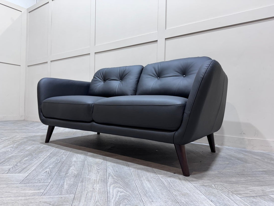 Arlo Medium 2 Seater Leather Sofa, Matt Black