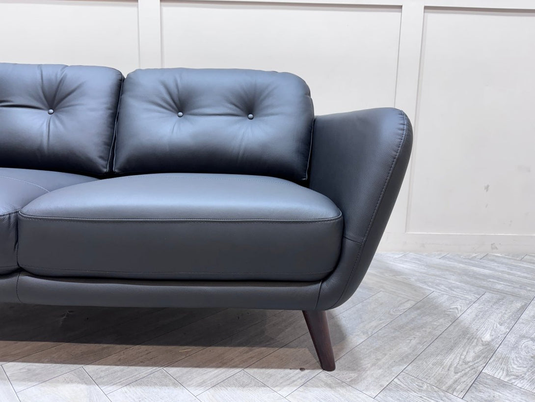 Arlo Medium 2 Seater Leather Sofa, Matt Black