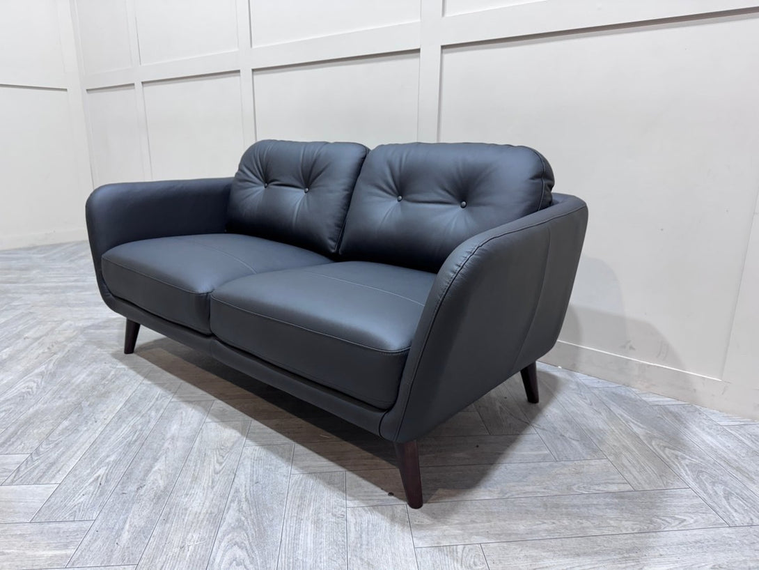 Arlo Medium 2 Seater Leather Sofa, Matt Black