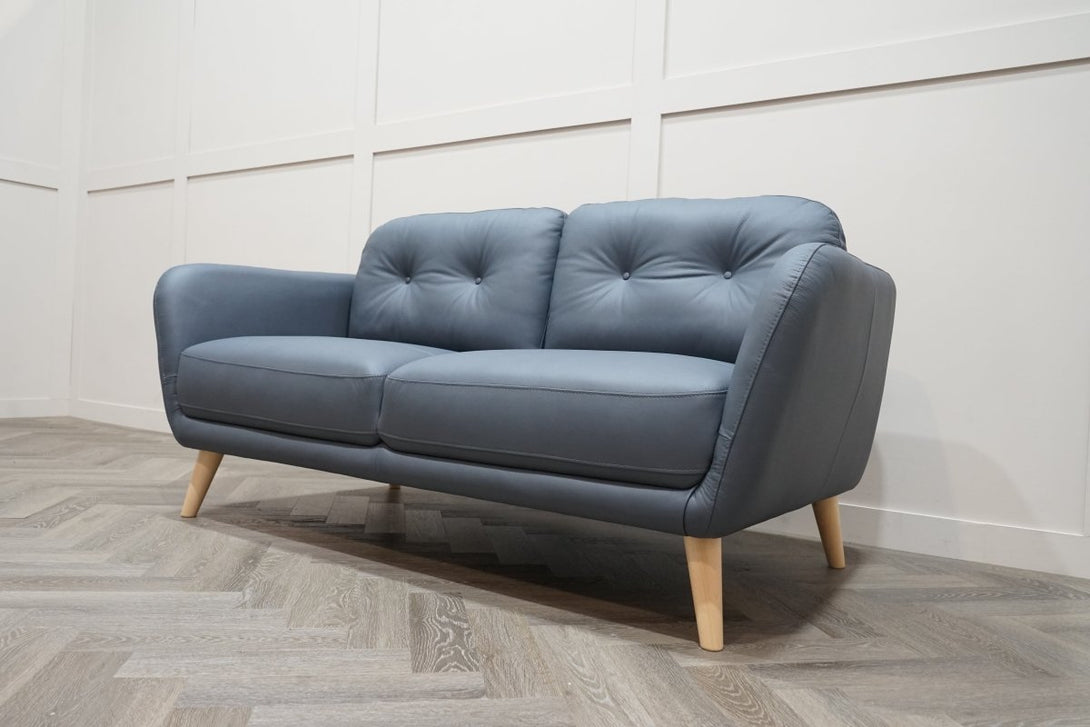 Arlo Medium 2 Seater Leather Sofa, Matt Navy