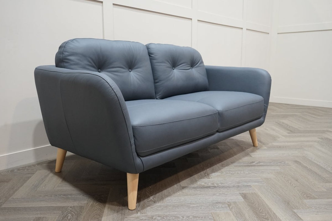 Arlo Medium 2 Seater Leather Sofa, Matt Navy