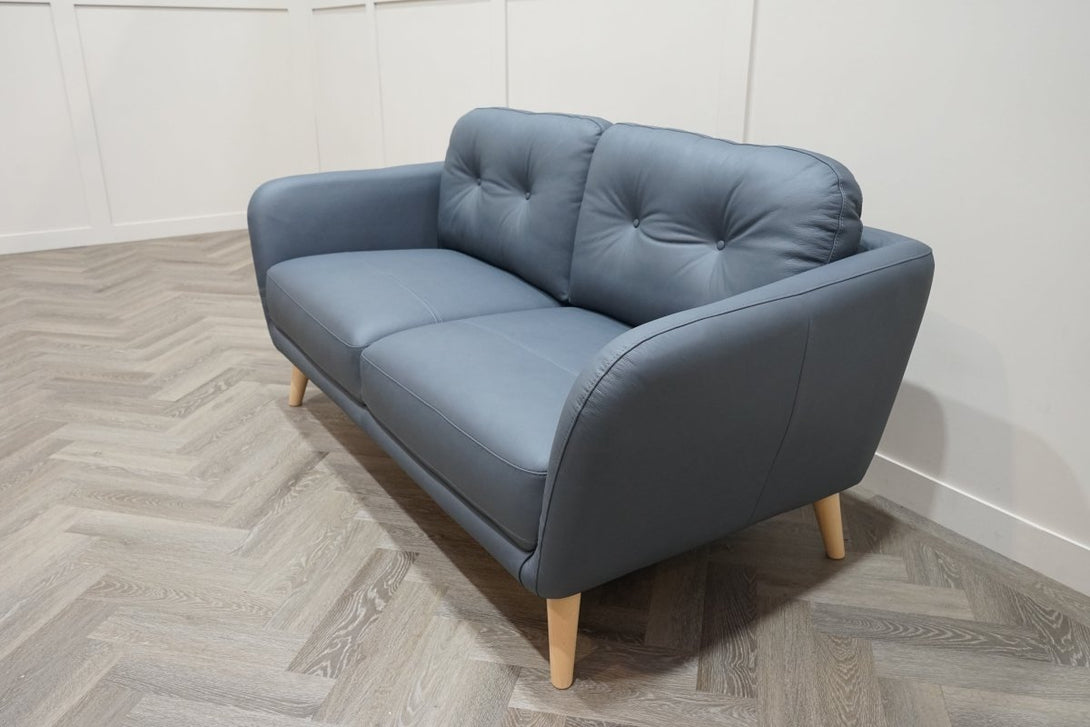 Arlo Medium 2 Seater Leather Sofa, Matt Navy