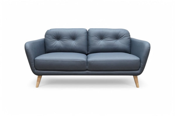 Arlo Medium 2 Seater Leather Sofa, Matt Navy