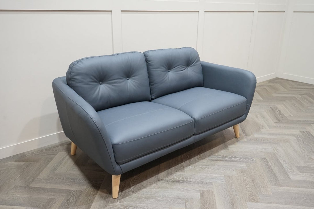 Arlo Medium 2 Seater Leather Sofa, Matt Navy