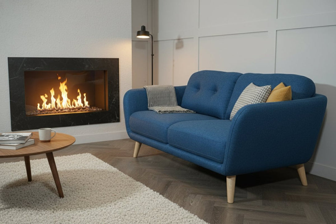 Arlo Medium 2 Seater Sofa, Brushed Tweed Navy