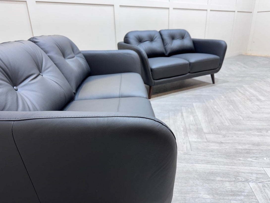 Arlo Medium & Small Leather Sofas, Matt Black