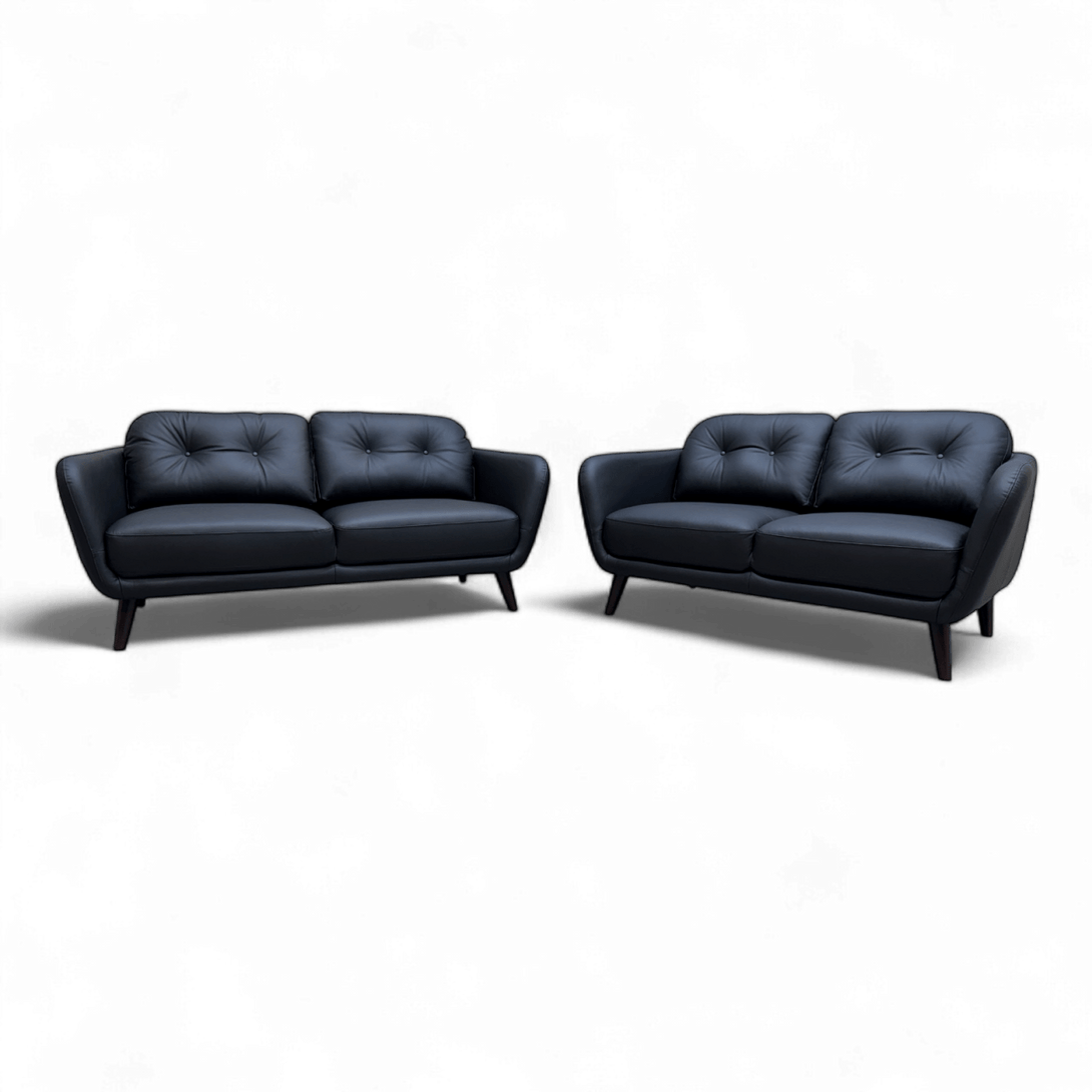 Arlo Medium & Small Leather Sofas, Matt Black