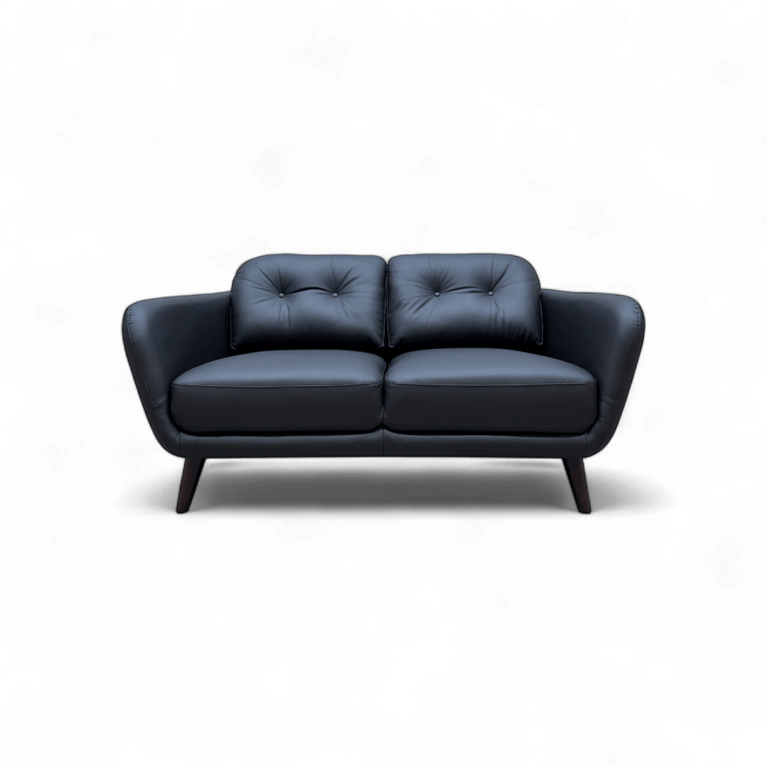 Arlo Small 2 Seater Leather Sofa, Matt Black