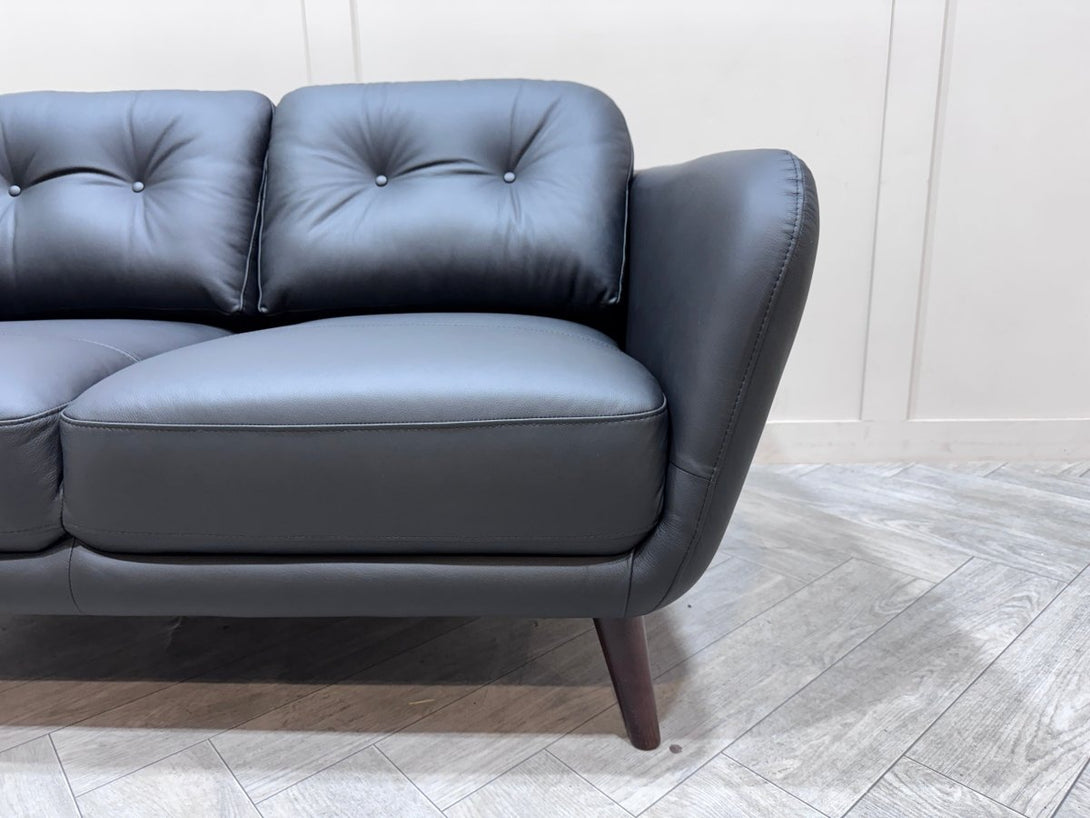 Arlo Small 2 Seater Leather Sofa, Matt Black