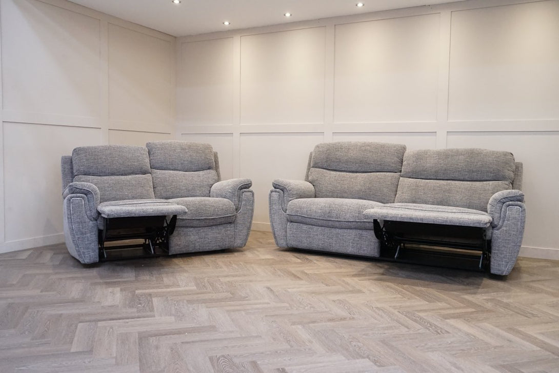 Ashbury 3 + 2 Seater Sofa Set, Chenille Weave Charcoal Grey