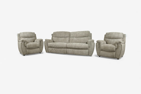 Ashbury 3 Seater Recliner & 2 x Armchairs, Truffle Weave