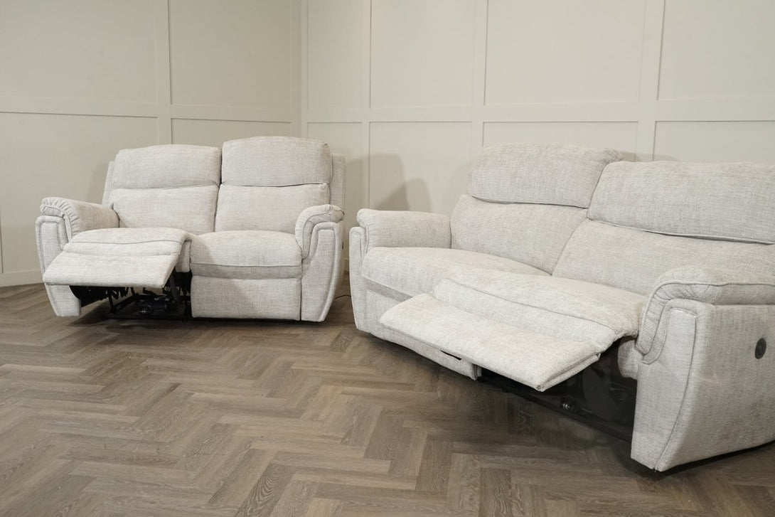 Ashbury 3+2 Seater Power Reclining Sofa Set, Hopsack Silver