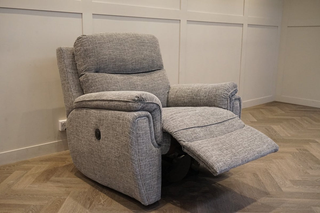 Ashbury Power Reclining Armchair, Chenille Weave Charcoal Grey