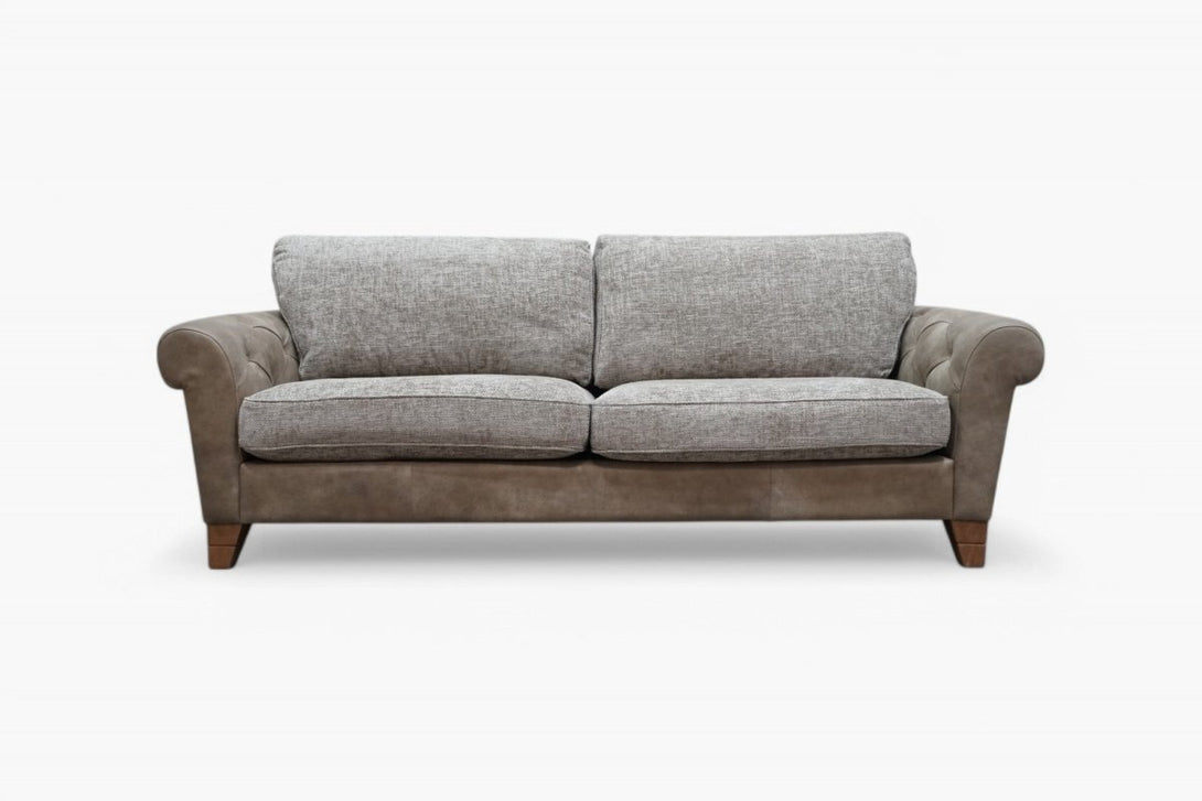 At The Helm Angelica Large 3 Seater Leather Sofa, Sandstone