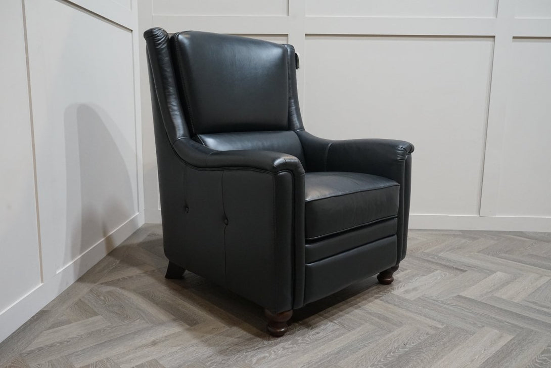 At The Helm Billingham Wing Leather Armchair, Vintage Graphite