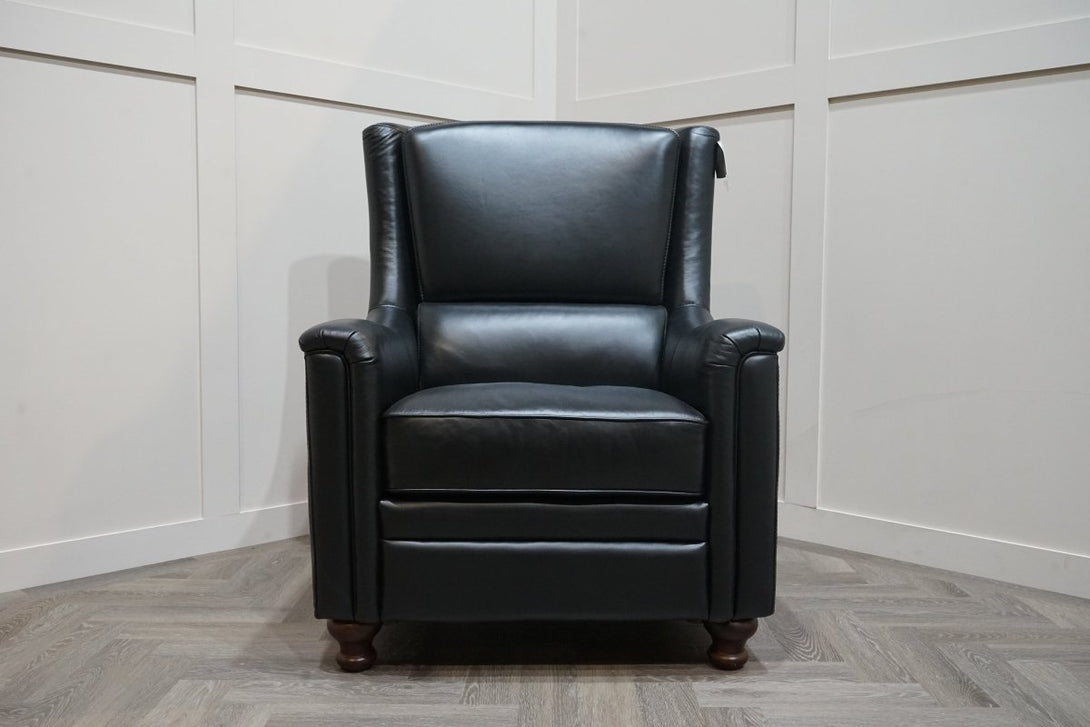 At The Helm Billingham Wing Leather Armchair, Vintage Graphite