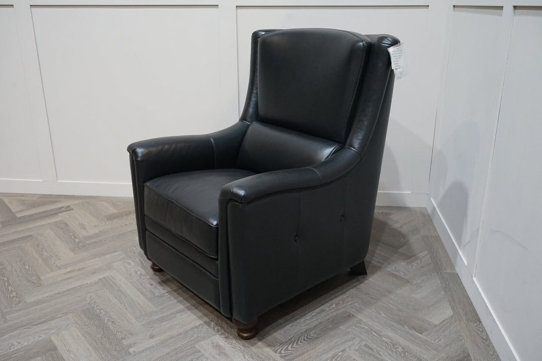 At The Helm Billingham Wing Leather Armchair, Vintage Graphite