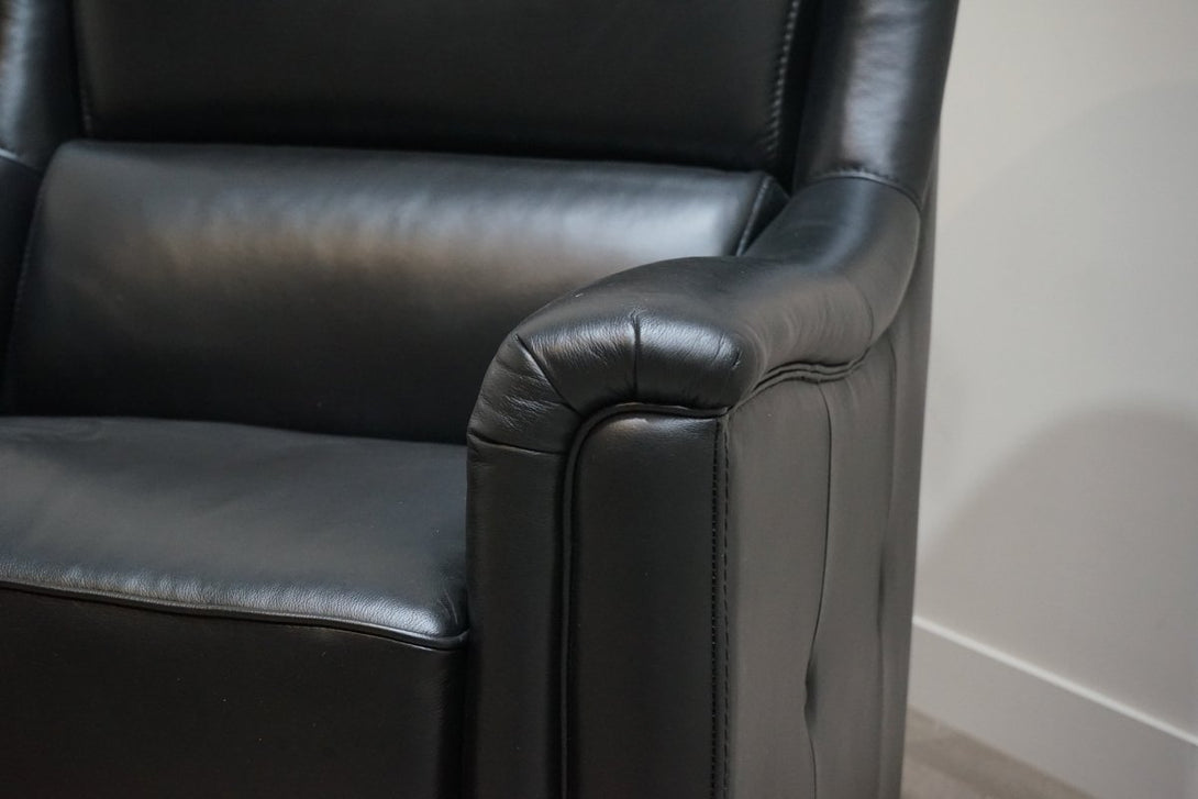 At The Helm Billingham Wing Leather Armchair, Vintage Graphite