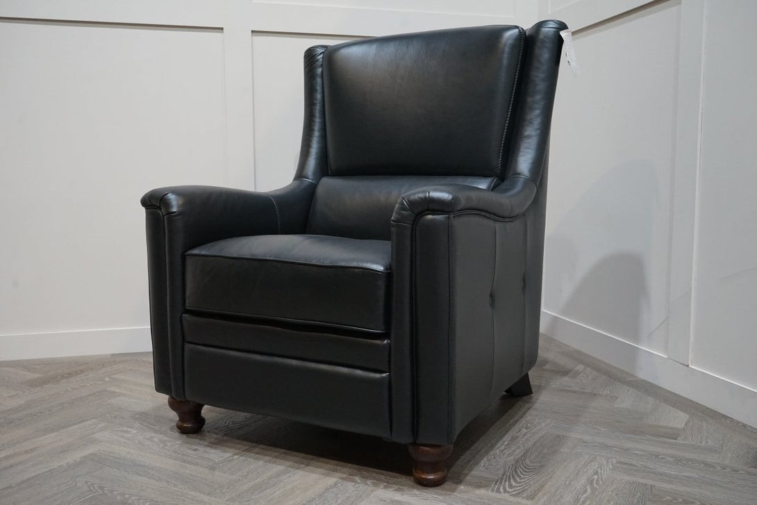 At The Helm Billingham Wing Leather Armchair, Vintage Graphite