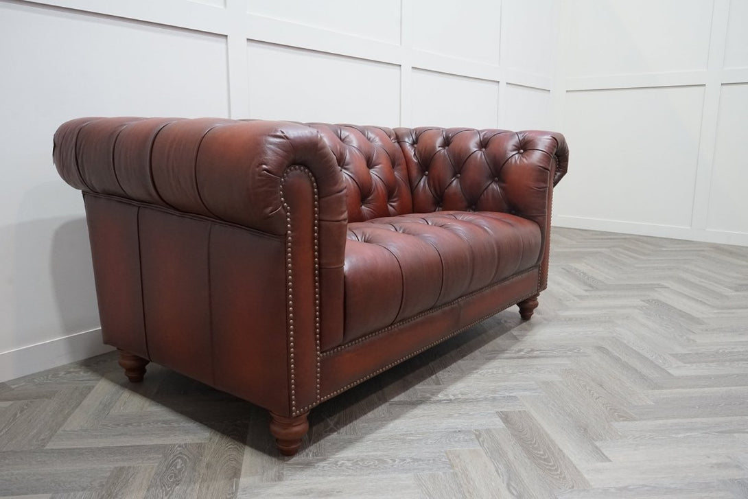 At The Helm Buckingham Leather 2 Seater Sofa, Vintage Whisky