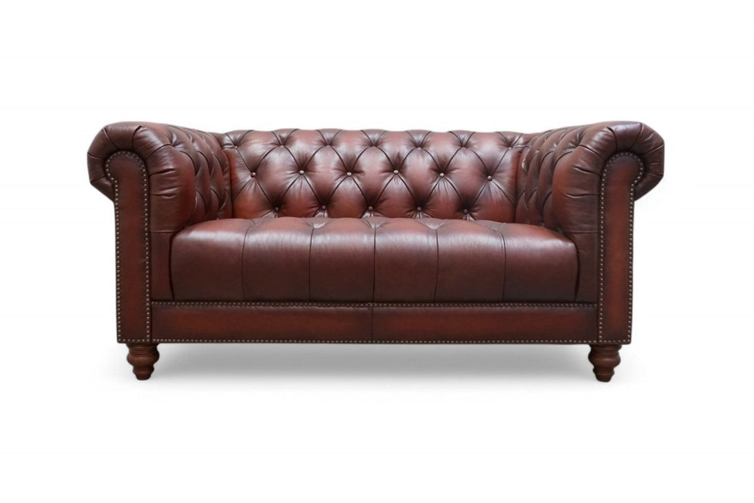 At The Helm Buckingham Leather 2 Seater Sofa, Vintage Whisky