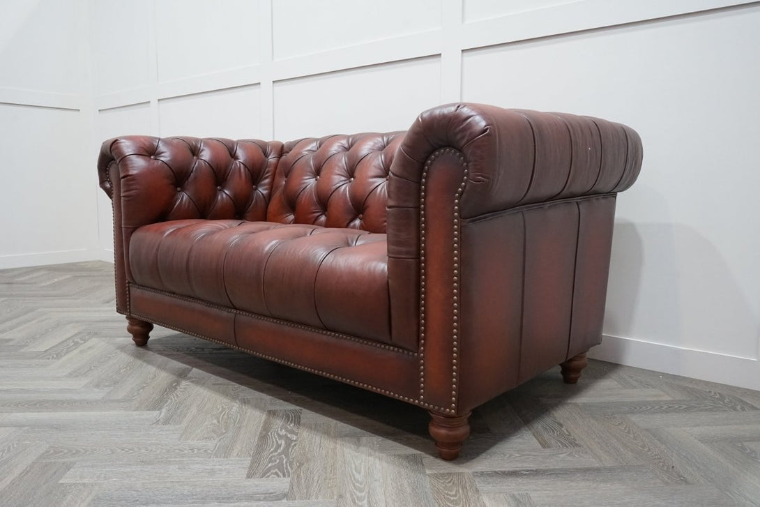 At The Helm Buckingham Leather 2 Seater Sofa, Vintage Whisky