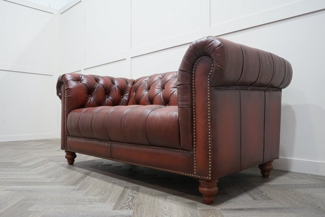 At The Helm Buckingham Leather 2 Seater Sofa, Vintage Whisky