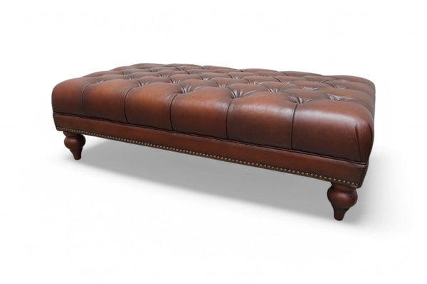 At The Helm Buckingham Leather Rectangular Footstool, Vintage Whisky