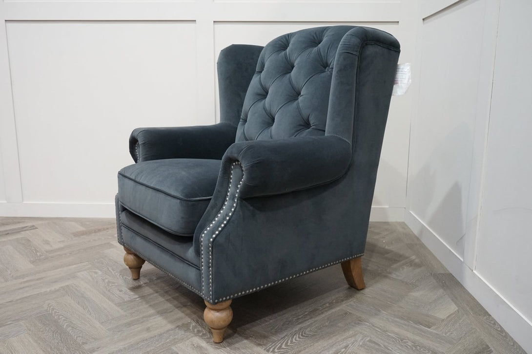 At The Helm Buckingham Wing Armchair, Adventurer Silver