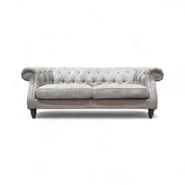 At The Helm Camden 3 Seater Fabric Chesterfield Sofa, Stone Hearth