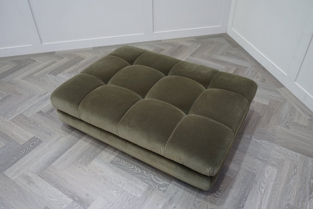 At The Helm Cartier Footstool, Olive Velvet