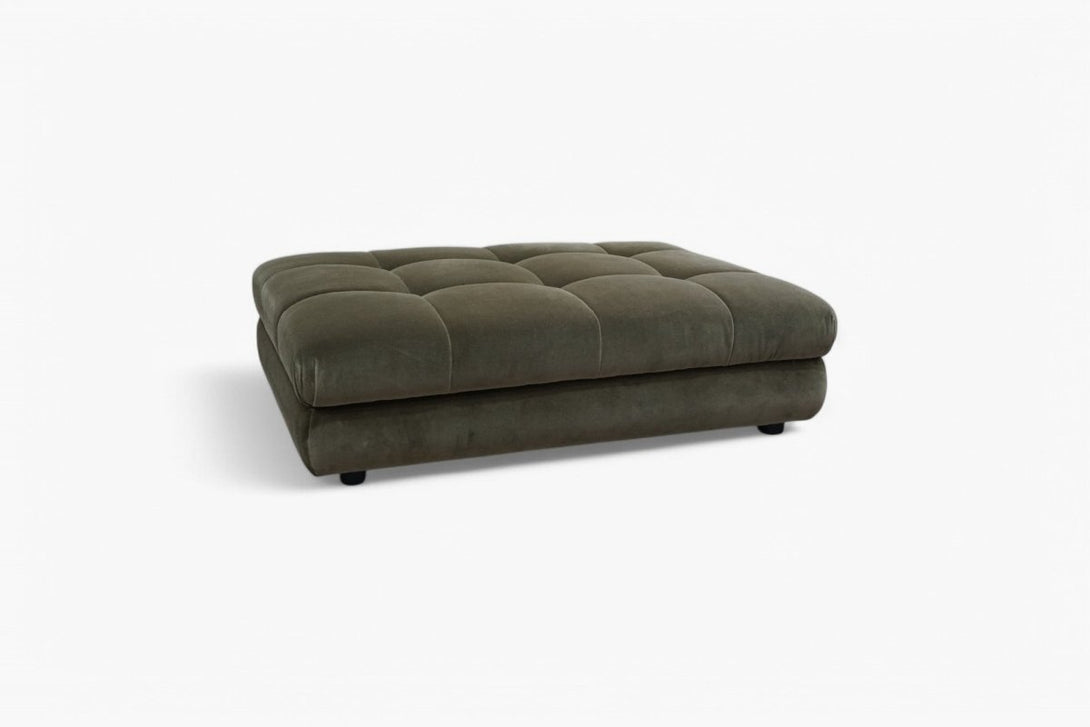 At The Helm Cartier Footstool, Olive Velvet