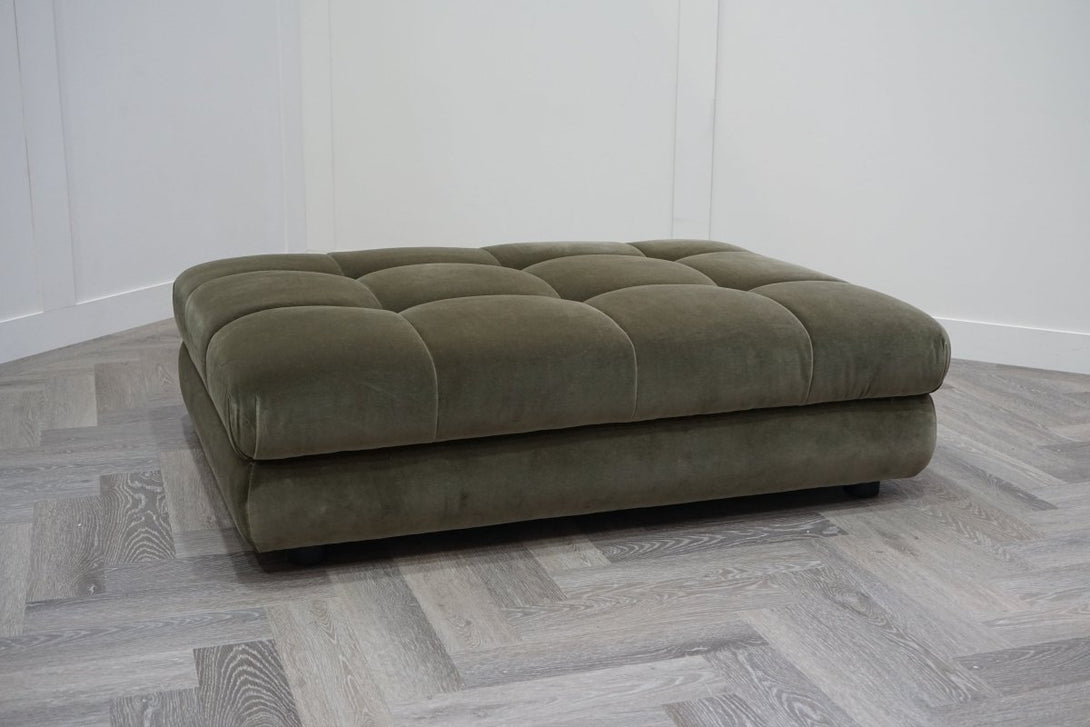 At The Helm Cartier Footstool, Olive Velvet