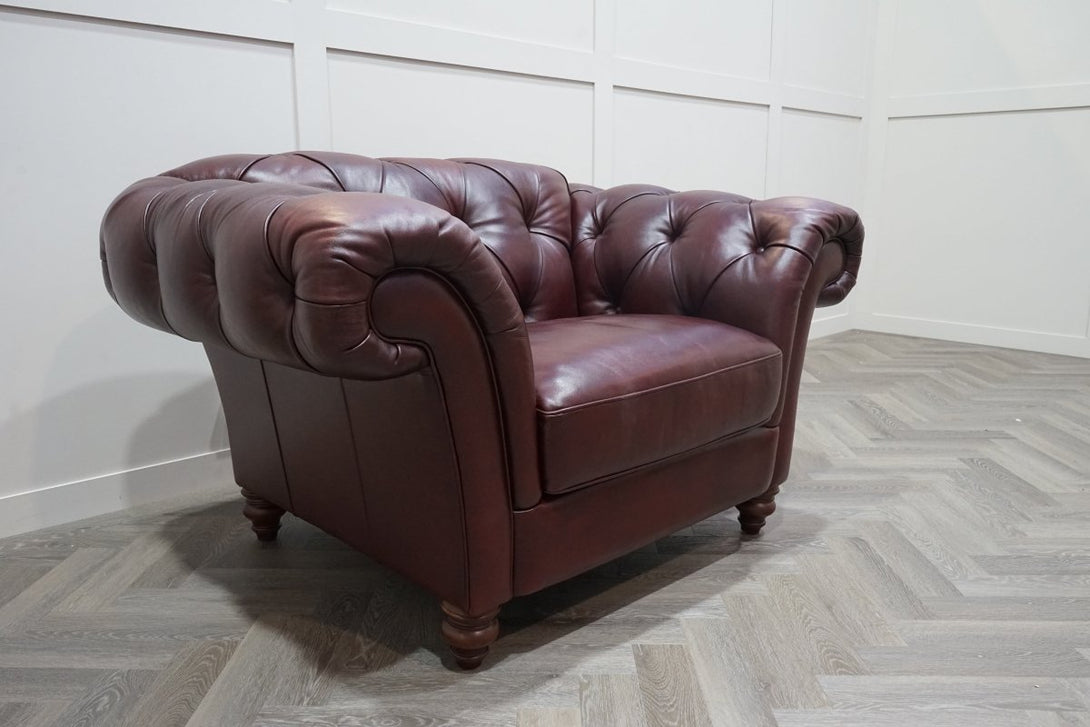 At The Helm Charterhouse Leather Wing Chair, Merlot