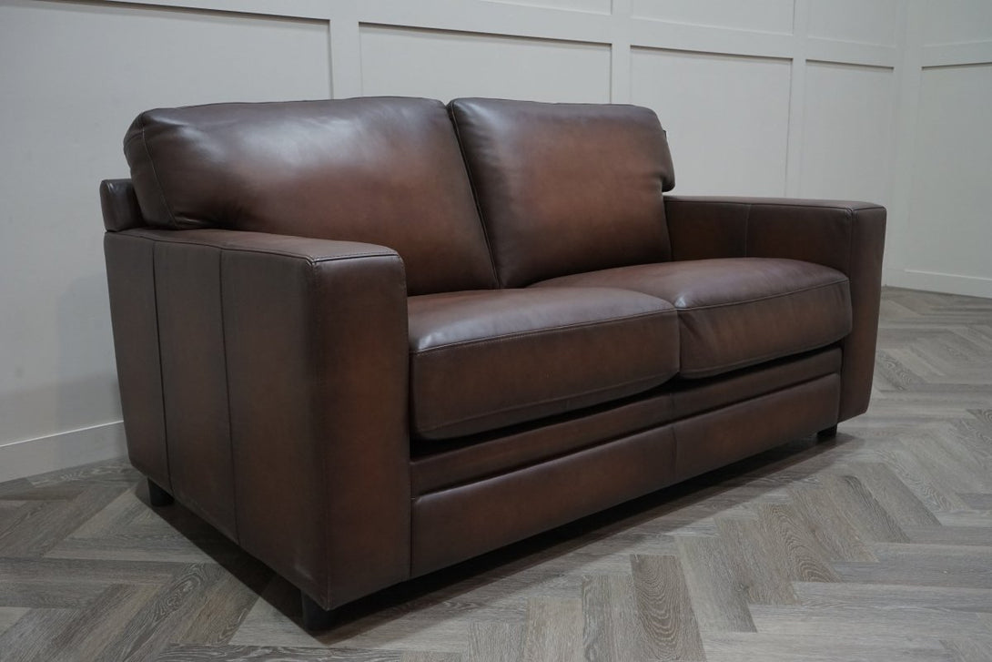 At The Helm Chatsworth 2 Seater Leather Sofa, Cognac